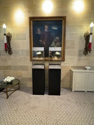 Freestanding showcase photographed in an event interior